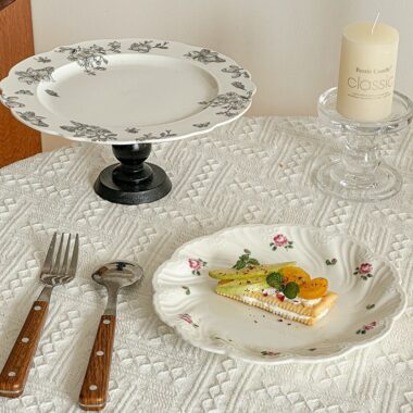 French rose pattern ceramic crockery plates for pasta dessert