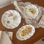 French rose pattern ceramic crockery plates for pasta dessert