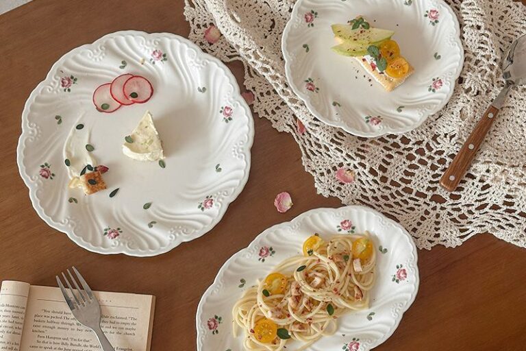 French Rose Pattern Crockery Plates (5) French rose pattern ceramic crockery plates for pasta dessert