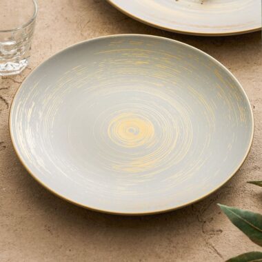 Luxury gold rim ceramic crockery pasta plates for home