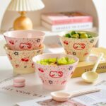 Hand painted underglaze cute cat ceramic crockery bowls