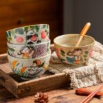 Hand painted underglaze cute girl ceramic crockery bowls