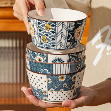 Japanese aesthetic ceramic crockery bowls for home dining
