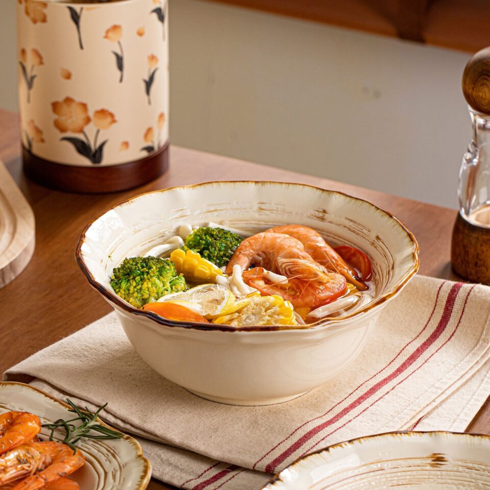 Japanese aesthetic ceramic crockery ramen and rice bowls