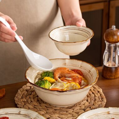 Japanese aesthetic ceramic crockery ramen and rice bowls