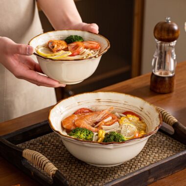 Japanese aesthetic ceramic crockery ramen and rice bowls