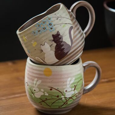 Japanese cat gift ceramic crockery coffee mugs for daily use