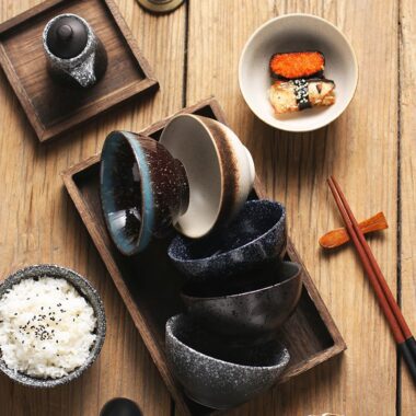 Japanese retro minimalist ceramic crockery rice soup bowls