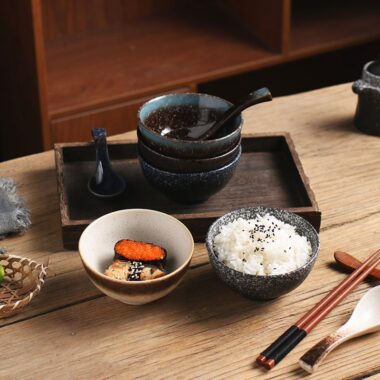 Japanese retro minimalist ceramic crockery rice soup bowls