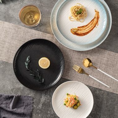 Japanese shallow ceramic crockery steak plates for home use