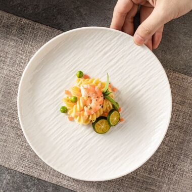 Japanese shallow ceramic crockery steak plates for home use