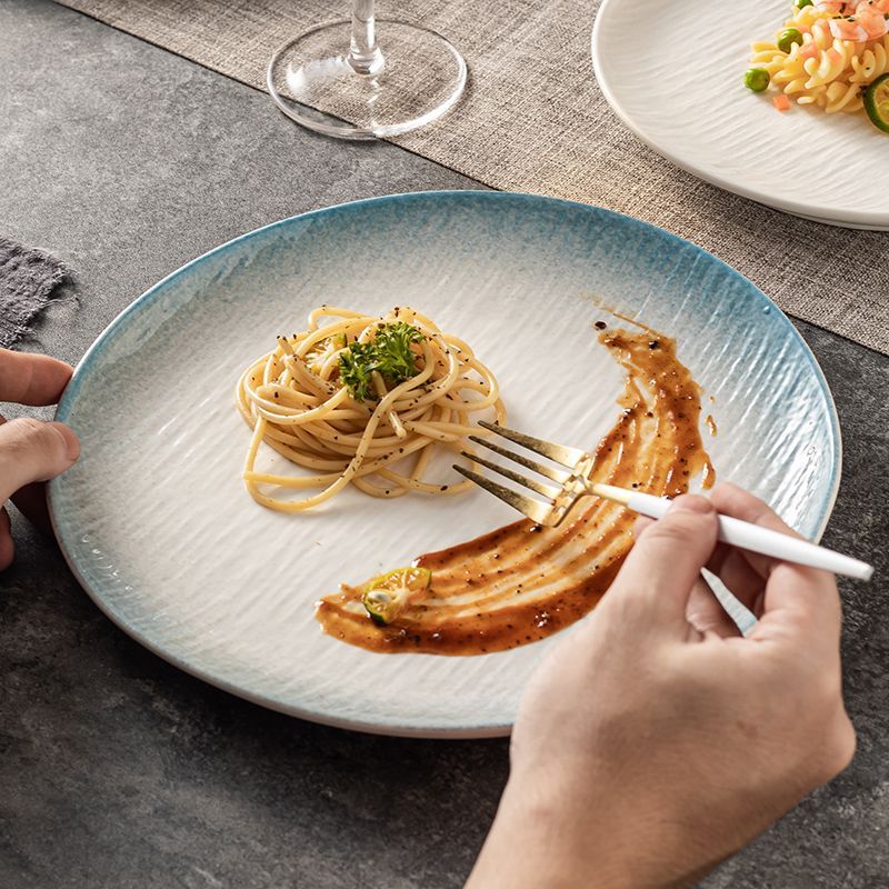 Japanese shallow ceramic crockery steak plates for home use