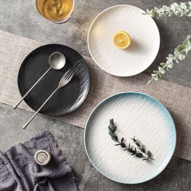 Japanese shallow ceramic crockery steak plates for home use