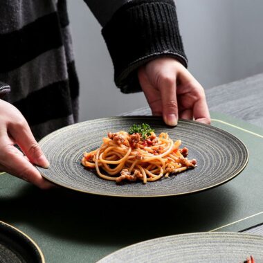 Japanese premium ceramic crockery plates for pasta and steak