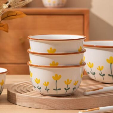 Japanese underglaze heat resistant ceramic crockery bowls