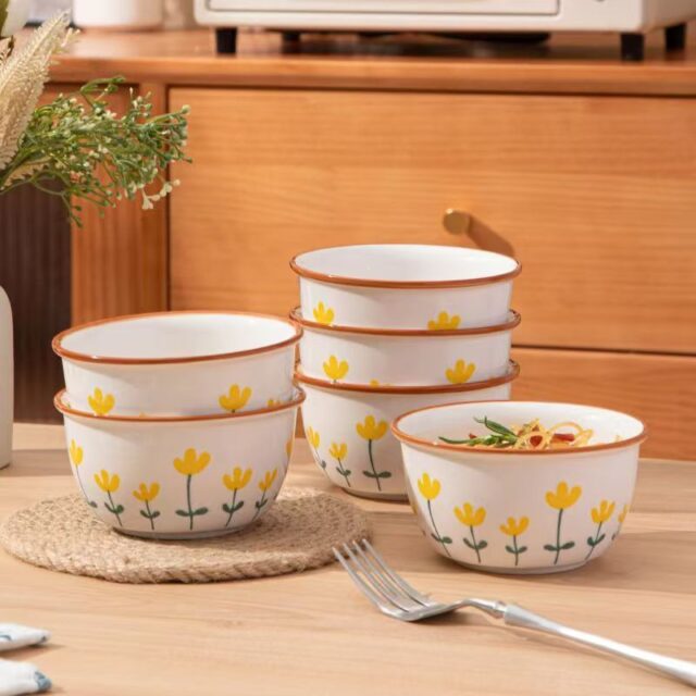 Japanese underglaze heat resistant ceramic crockery bowls
