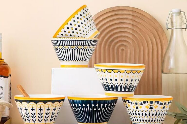 Nordic Underglaze Crockery Bowls (6) Nordic underglaze thick ceramic crockery bowls for home use