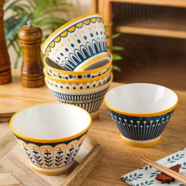 Nordic underglaze thick ceramic crockery bowls for home use