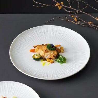Premium ceramic crockery steak plates for home dining