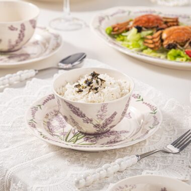Romantic floral ceramic crockery dinner sets for home dining