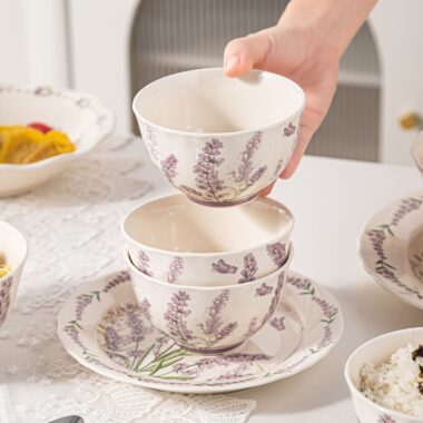 Romantic floral ceramic crockery dinner sets for home dining