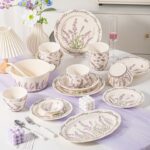 Romantic floral ceramic crockery dinner sets for home dining