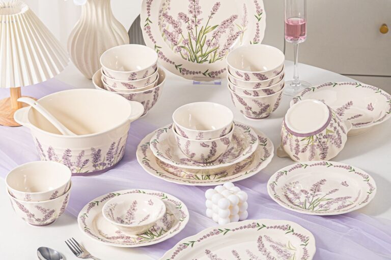 Romantic floral ceramic crockery dinner sets for home dining
