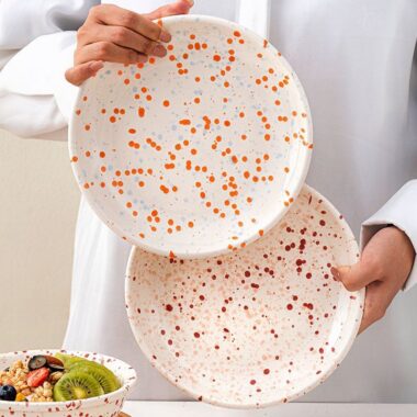 Round underglaze splash ink ceramic crockery plates for home