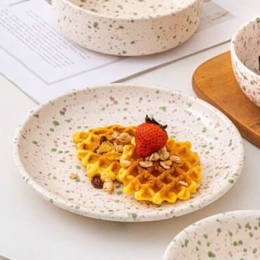 Round underglaze splash ink ceramic crockery plates for home