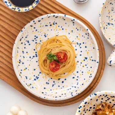 Round underglaze splash ink ceramic crockery plates for home