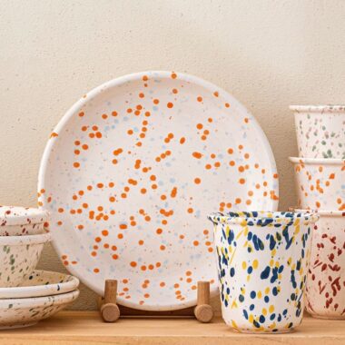 Round underglaze splash ink ceramic crockery plates for home