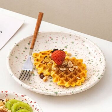 Round underglaze splash ink ceramic crockery plates for home