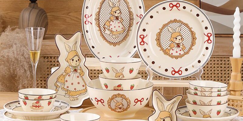 Sophie rabbit underglaze ceramic crockery dinner sets for gifts