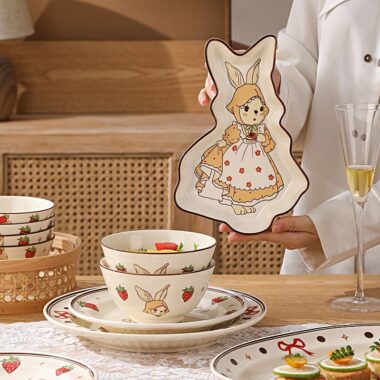 Sophie rabbit underglaze ceramic crockery dinner sets for gifts