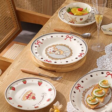 Sophie rabbit underglaze ceramic crockery dinner sets for gifts
