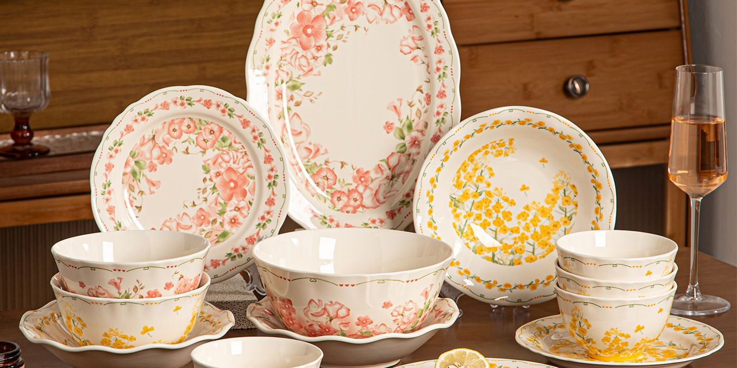 High aesthetic underglaze floral ceramic crockery dinner sets