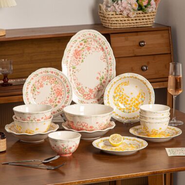 High aesthetic underglaze floral ceramic crockery dinner sets