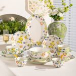 Underglaze floral ceramic crockery dinner sets for home use