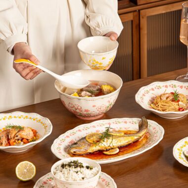High aesthetic underglaze floral ceramic crockery dinner sets