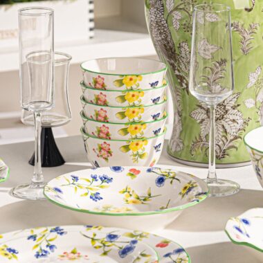 Underglaze floral ceramic crockery dinner sets for home use