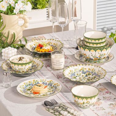 Vintage floral ceramic crockery dinner sets for elegant home dining