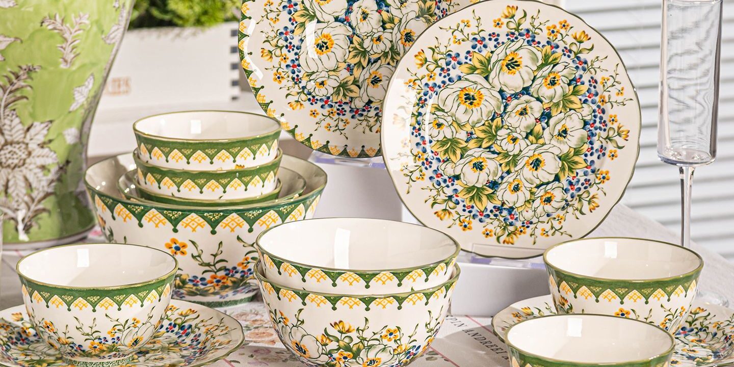 Vintage floral ceramic crockery dinner sets for elegant home dining