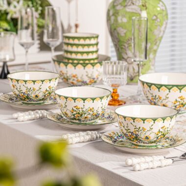 Vintage floral ceramic crockery dinner sets for elegant home dining