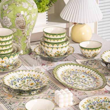 Vintage floral ceramic crockery dinner sets for elegant home dining