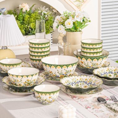 Vintage floral ceramic crockery dinner sets for elegant home dining