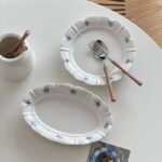 Vintage French ceramic crockery dessert plates for home use