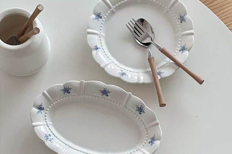 Vintage French Crockery Dessert Plates (2) Vintage French ceramic crockery dessert plates for home use