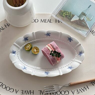 Vintage French ceramic crockery dessert plates for home use