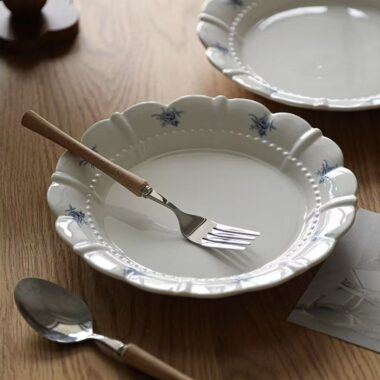 Vintage French ceramic crockery dessert plates for home use