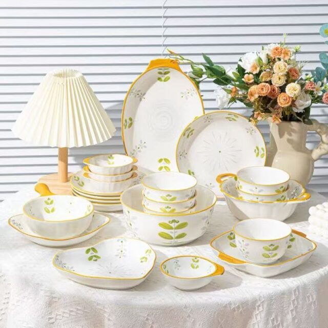 Vintage printed underglaze ceramic crockery dinner sets